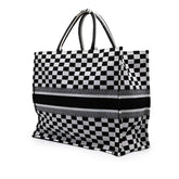 ディオール ブックトート チェック ハンドバッグ トートバッグ ブラック ホワイト キャンバス レディース Dior 【中古】
